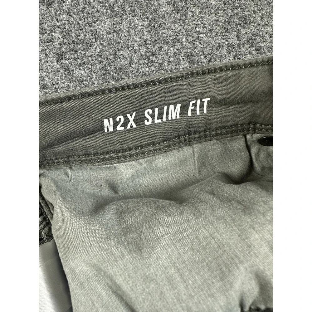 DU/ER N2X Slim Fit Shorts Mens Size 33X10* Gray/aGreen 5-Pocket MSNS1011